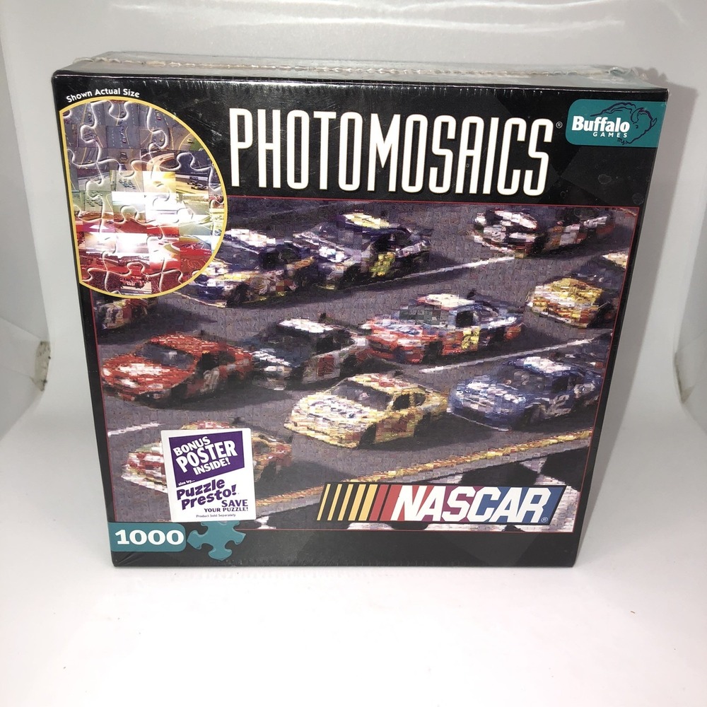 NEW NASCAR Photomosaics 1000 Piece Jigsaw Puzzle Buffalo Games Poster Racing Car